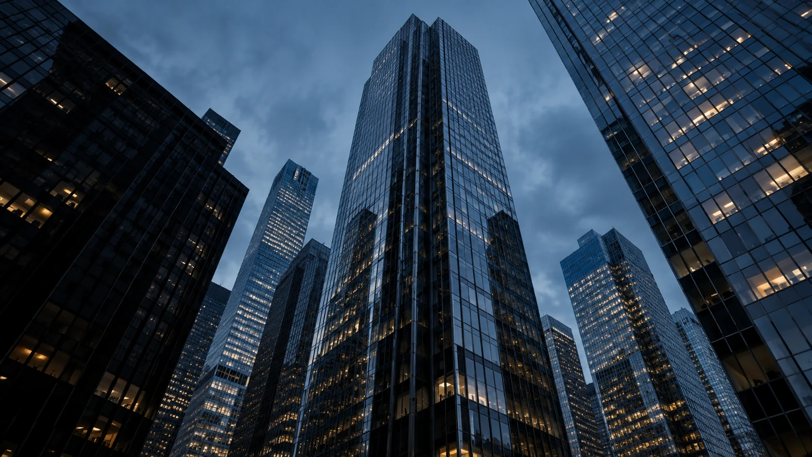 Glass towers in a financial district
